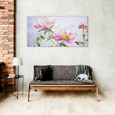 Floral dreams in pastel tones Glass Wall Art