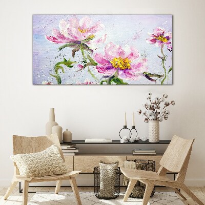 Floral dreams in pastel tones Glass Wall Art