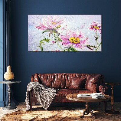 Floral dreams in pastel tones Glass Wall Art