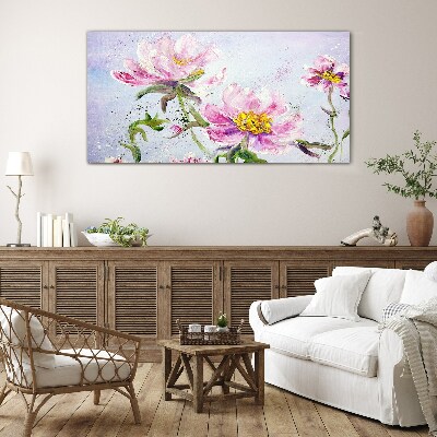 Floral dreams in pastel tones Glass Wall Art