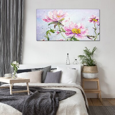 Floral dreams in pastel tones Glass Wall Art