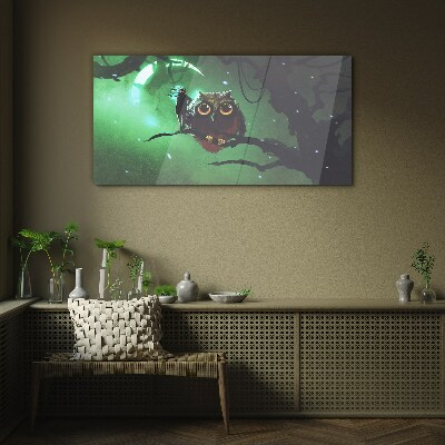 Green night speech Glass Wall Art