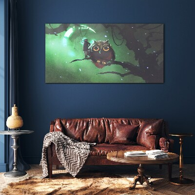 Green night speech Glass Wall Art