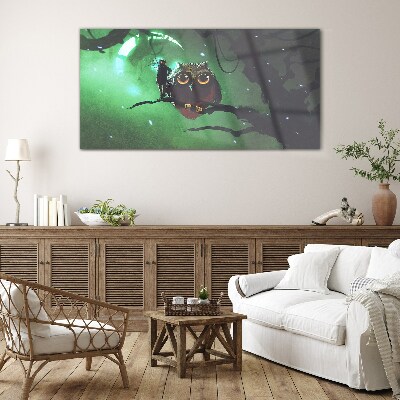 Green night speech Glass Wall Art