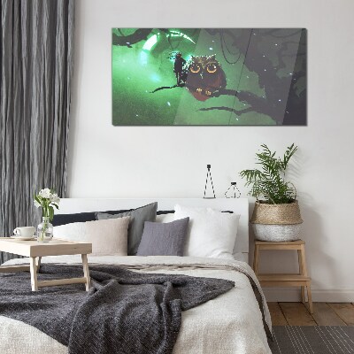 Green night speech Glass Wall Art
