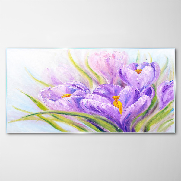 Floral dreams in shades of purple Glass Wall Art