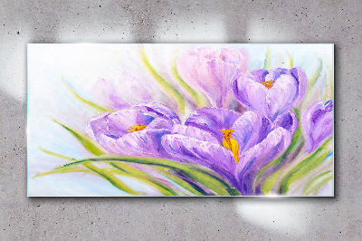 Floral dreams in shades of purple Glass Wall Art