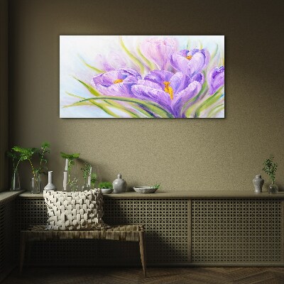 Floral dreams in shades of purple Glass Wall Art