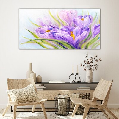 Floral dreams in shades of purple Glass Wall Art