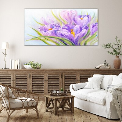 Floral dreams in shades of purple Glass Wall Art