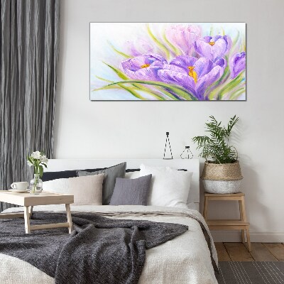 Floral dreams in shades of purple Glass Wall Art