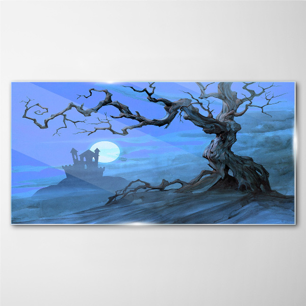Castle in the moonlight Glass Wall Art