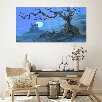 Castle in the moonlight Glass Wall Art