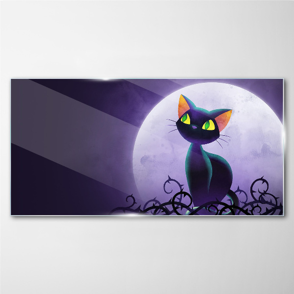 Cats in the moonlight Glass Wall Art