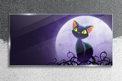 Cats in the moonlight Glass Wall Art