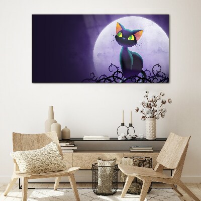 Cats in the moonlight Glass Wall Art