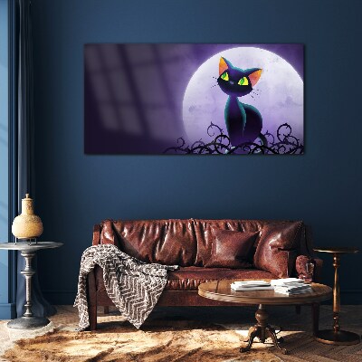 Cats in the moonlight Glass Wall Art
