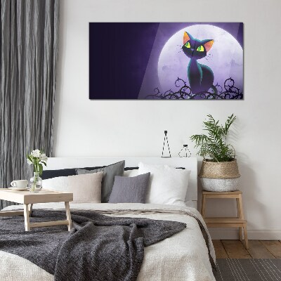 Cats in the moonlight Glass Wall Art