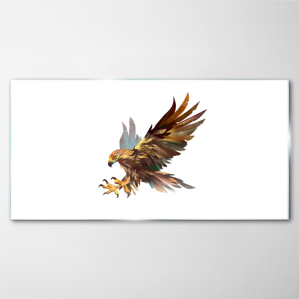 Golden falcon in flight Glass Wall Art