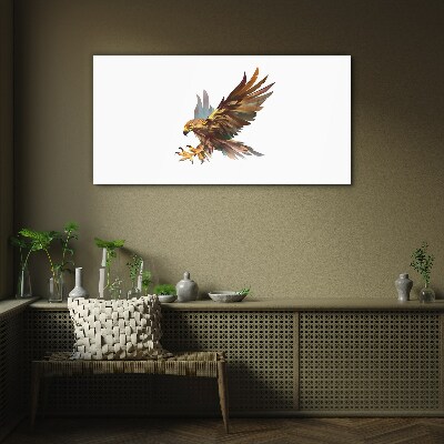 Golden falcon in flight Glass Wall Art