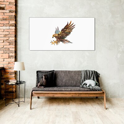 Golden falcon in flight Glass Wall Art