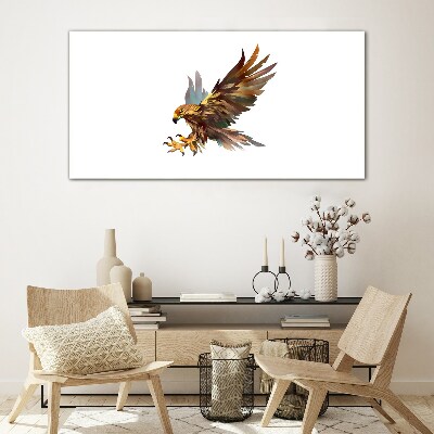 Golden falcon in flight Glass Wall Art