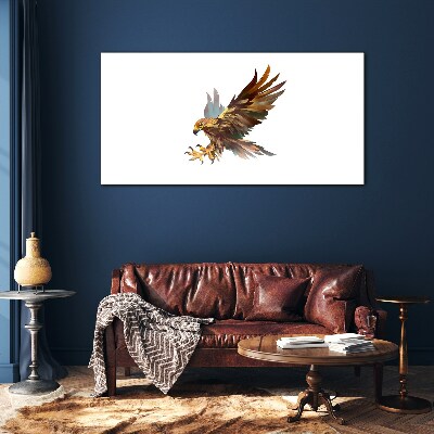 Golden falcon in flight Glass Wall Art