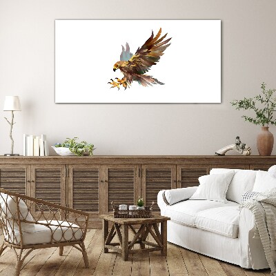 Golden falcon in flight Glass Wall Art