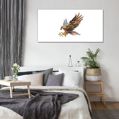 Golden falcon in flight Glass Wall Art