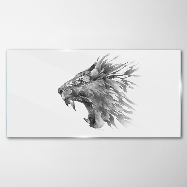 The cry of the lion in shades of gray Glass Wall Art