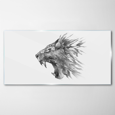 The cry of the lion in shades of gray Glass Wall Art