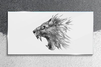 The cry of the lion in shades of gray Glass Wall Art