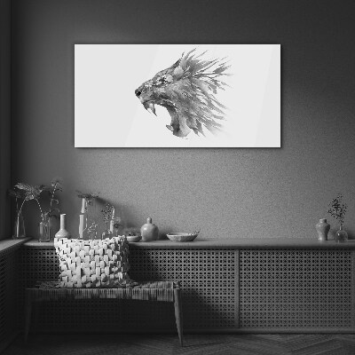 The cry of the lion in shades of gray Glass Wall Art