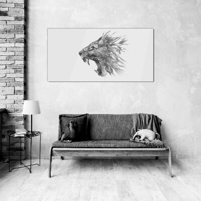 The cry of the lion in shades of gray Glass Wall Art