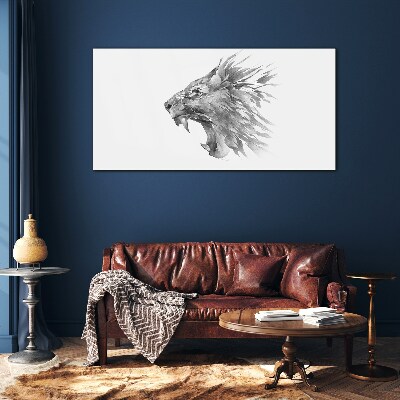 The cry of the lion in shades of gray Glass Wall Art
