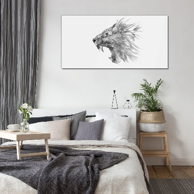 The cry of the lion in shades of gray Glass Wall Art