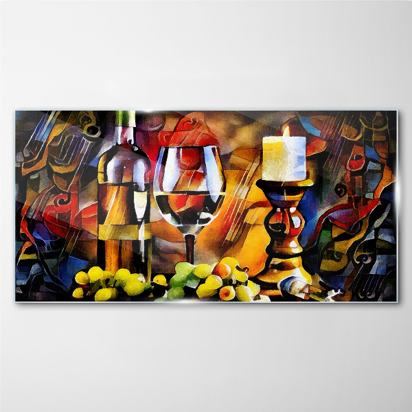 An evening with wine and fruit Glass Wall Art