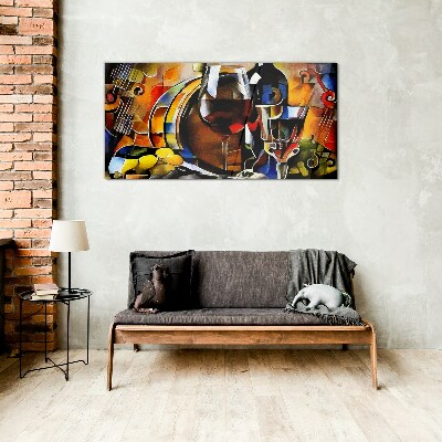 Musical wine and colors Glass Wall Art
