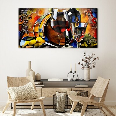 Musical wine and colors Glass Wall Art