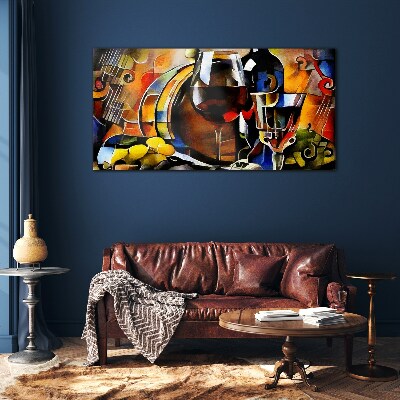 Musical wine and colors Glass Wall Art