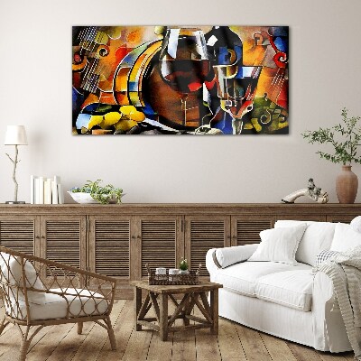 Musical wine and colors Glass Wall Art