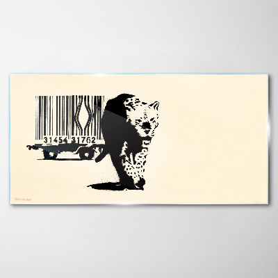 Barcode leopard Glass Wall Art