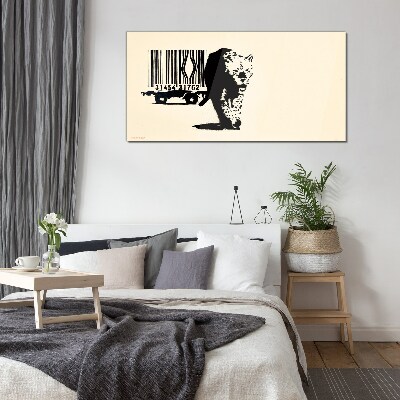 Banksy leopard barcode Glass Wall Art