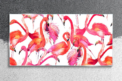 Pink flamingos in a tropical dance Glass Wall Art