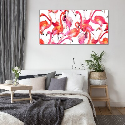 Pink flamingos in a tropical dance Glass Wall Art