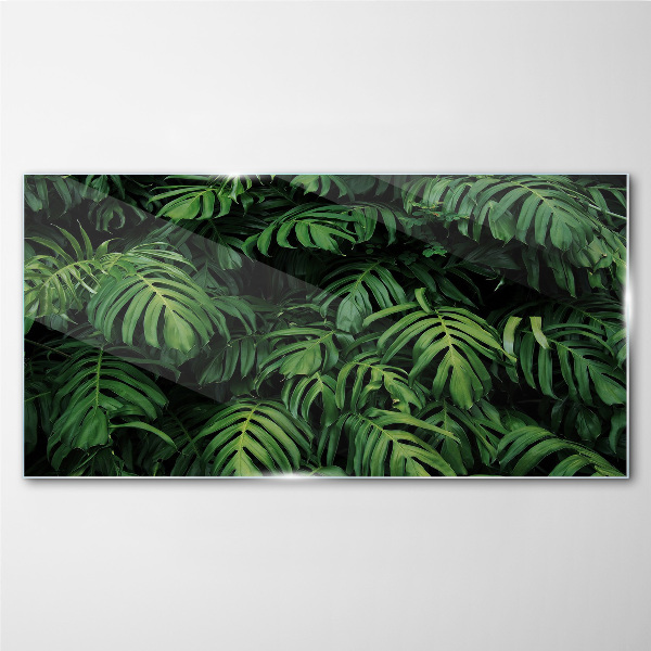 Tropical leaves Glass Wall Art