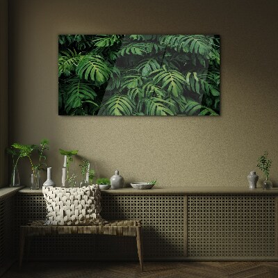Tropical leaves Glass Wall Art