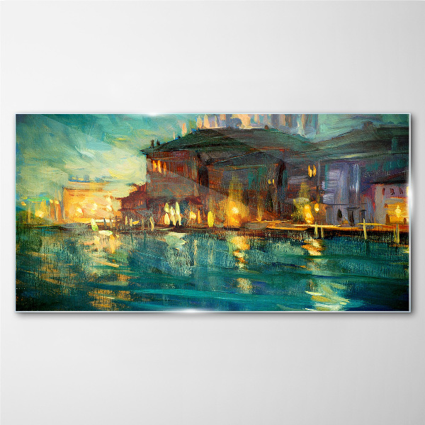 Evening glow over the water Glass Wall Art