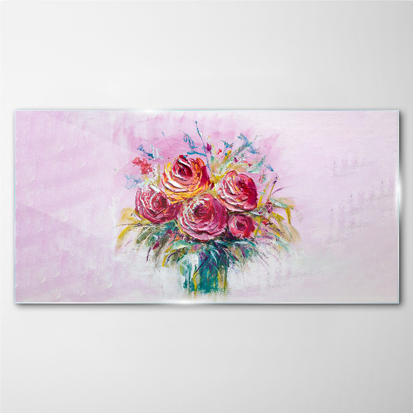 Pink rose composition Glass Wall Art