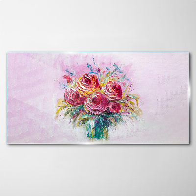 Pink rose composition Glass Wall Art